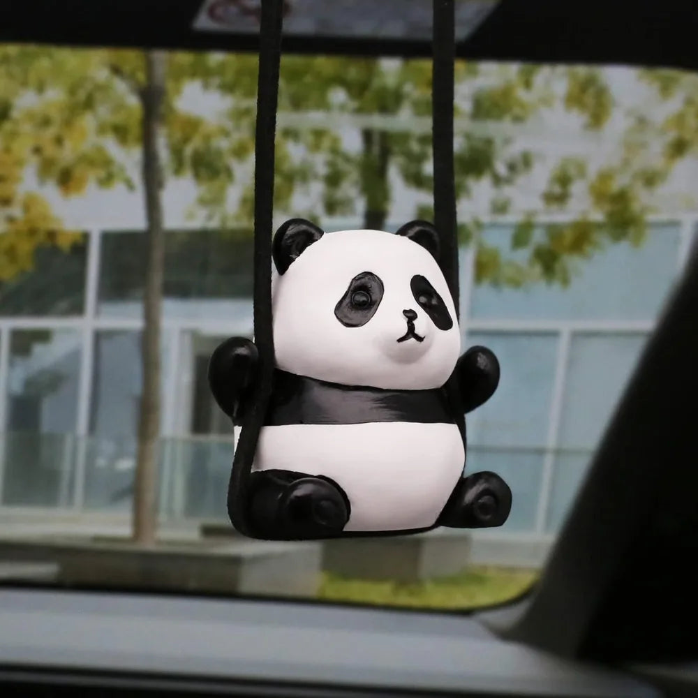 Swinging Panda Car Ornament – Rearview Mirror Accessory