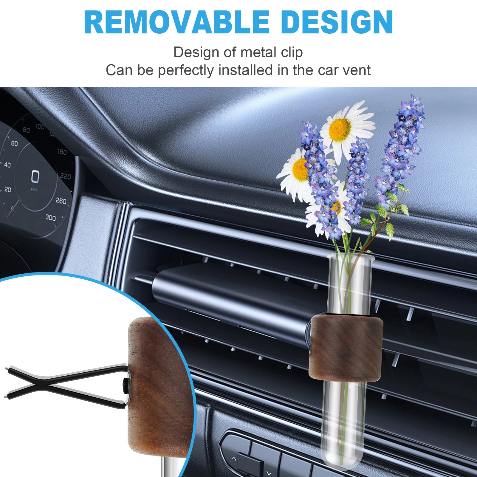 4PCS Car Vent Flower Vase – Metal Clamp Clip Holder