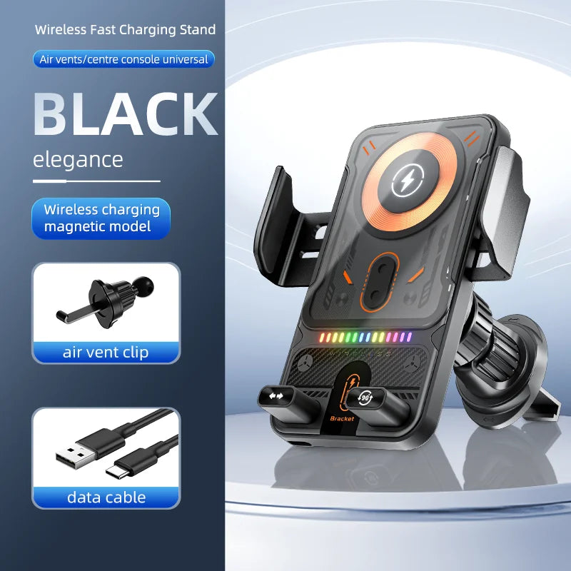 Auto Clamping Wireless Charger – 15W Fast Air Vent Mount