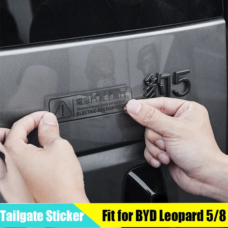 BYD Leopard 5/8 Door Warning Sticker – Electric Suction & Trunk Label