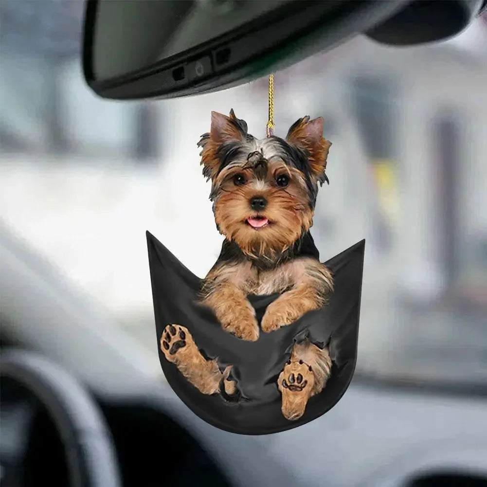 Mini Puppy Car Pendant – Hanging Interior Ornament Gift