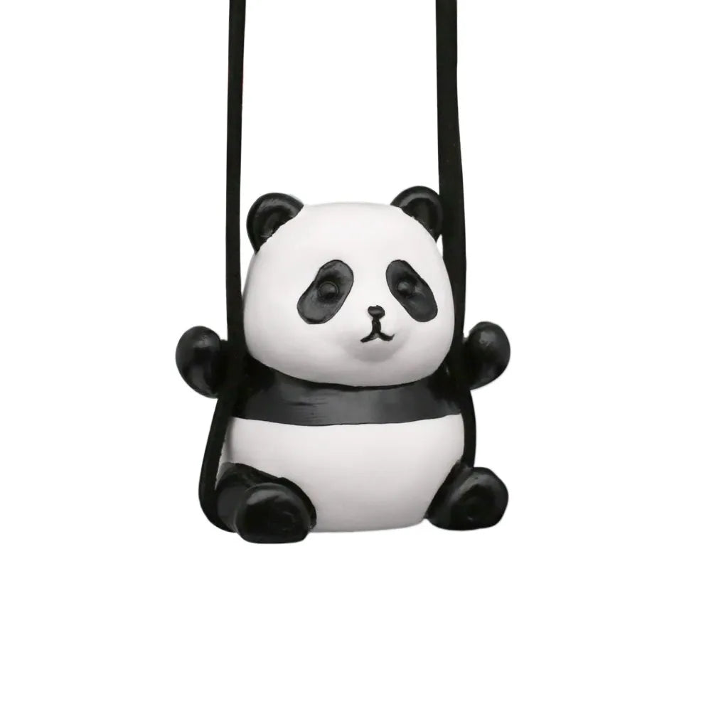 Swinging Panda Car Ornament – Rearview Mirror Accessory