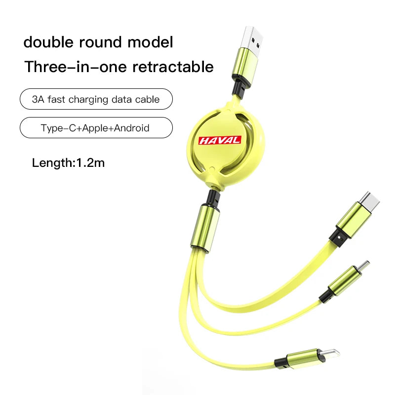 Haval H5 3-in-1 Fast Charger – USB Type-C Data Cable