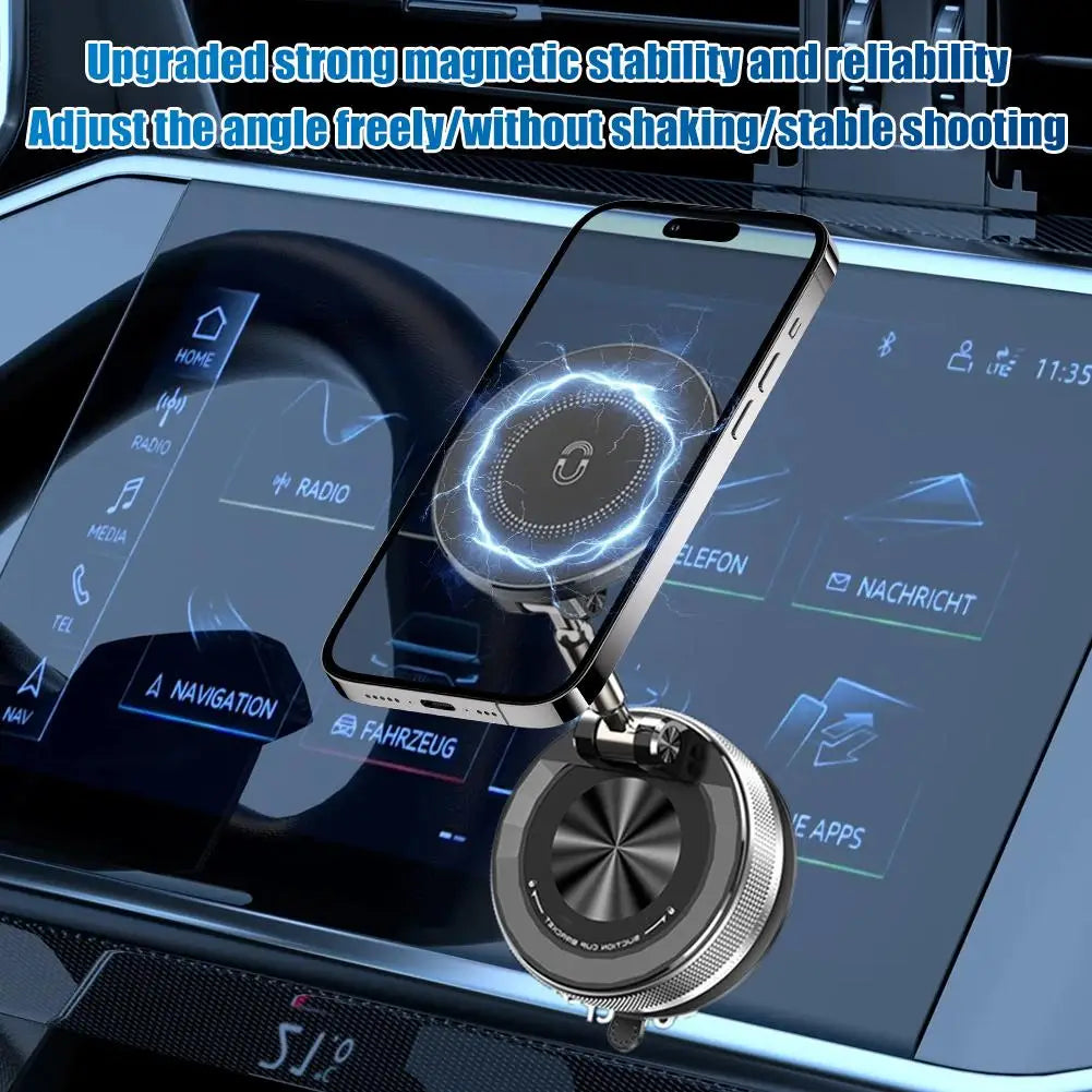 Wireless Magnetic Car Phone Holder – 360° Foldable Stand