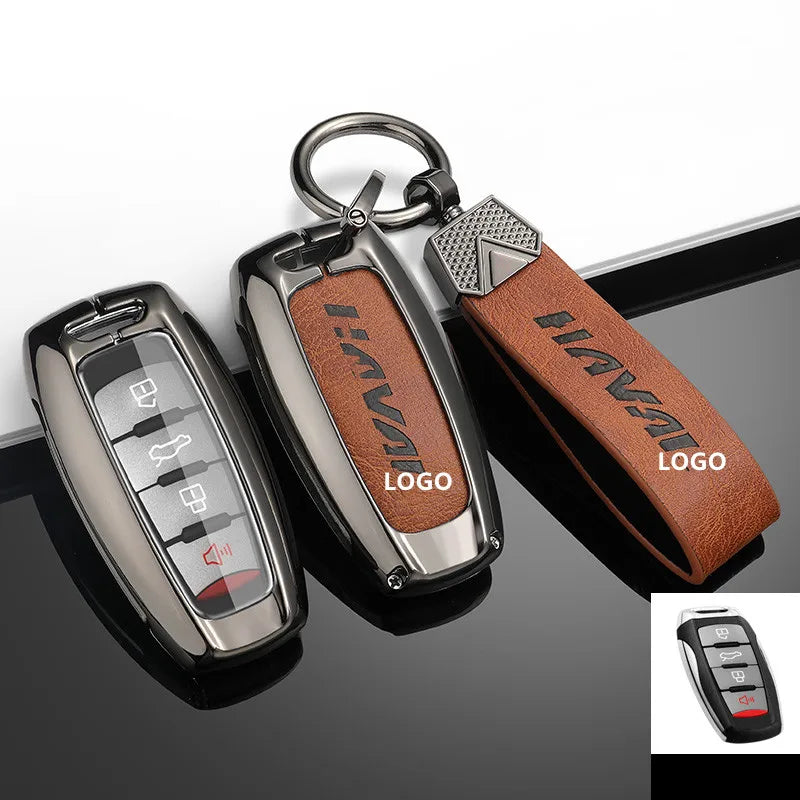 Haval Key Case – Leather & Zinc Alloy Full Cover