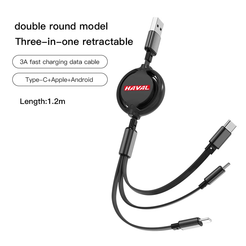 Haval H5 3-in-1 Fast Charger – USB Type-C Data Cable