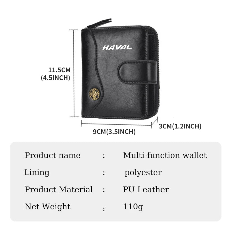Haval Leather Card Wallet – Zipper Clip Purse