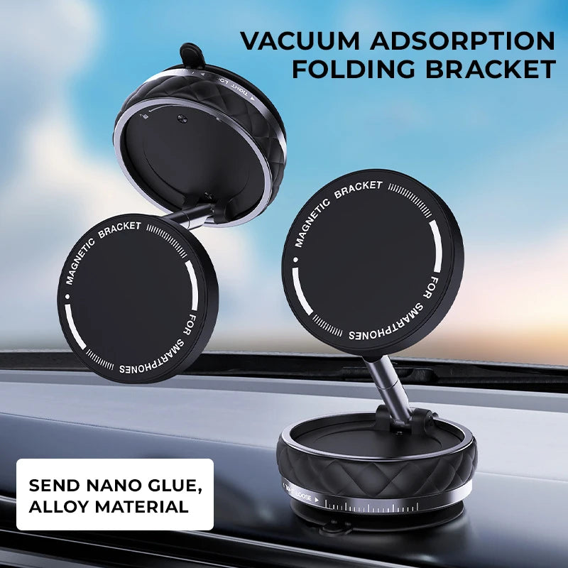 Magnetic Vacuum Phone Mount – 360° Adjustable Car Holder