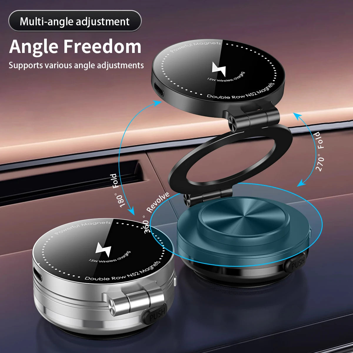 Magnetic Wireless Charger – 360° Car Mount