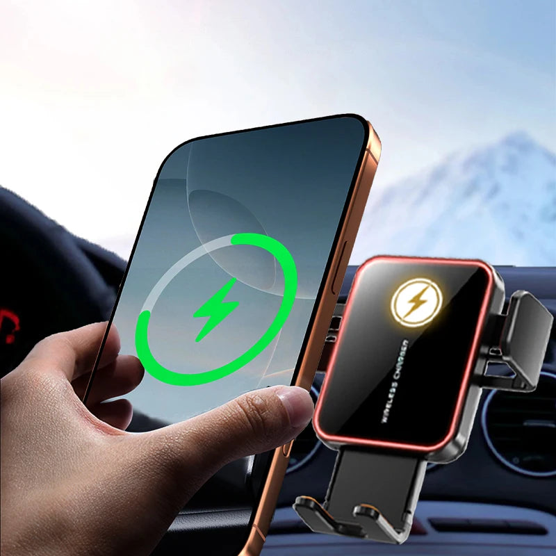 Dual-Power Wireless Car Charger – Auto Clamp Mount