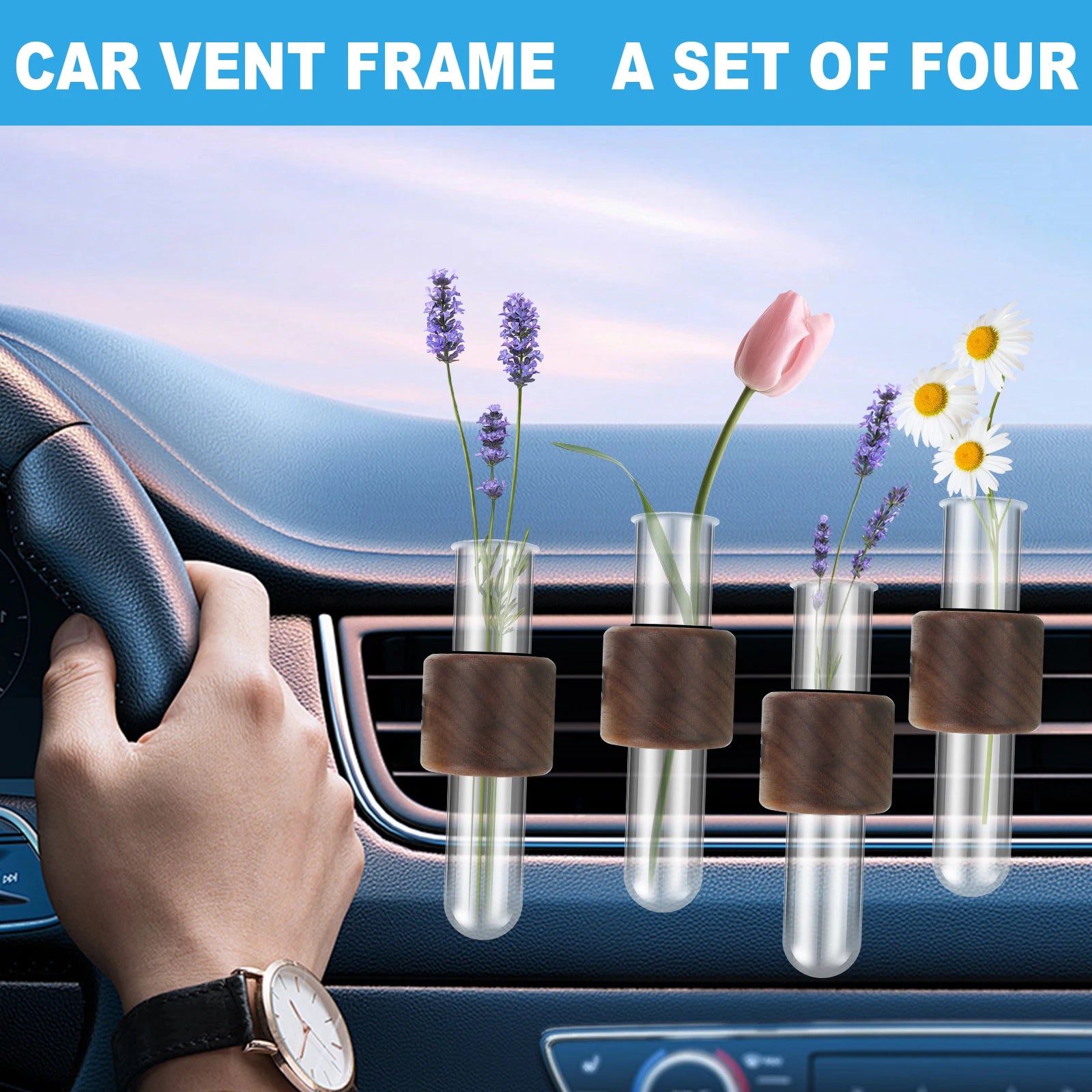 4PCS Car Vent Flower Vase – Metal Clamp Clip Holder