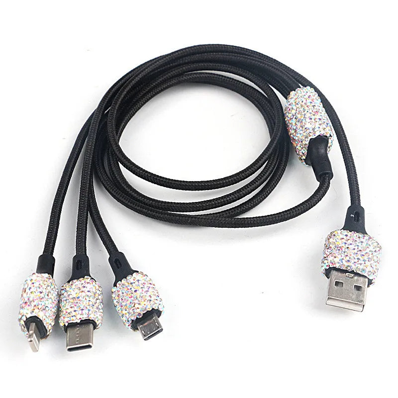 Bling USB Car Charger – Dual Port 5V 2.1A Pink Diamond Decor