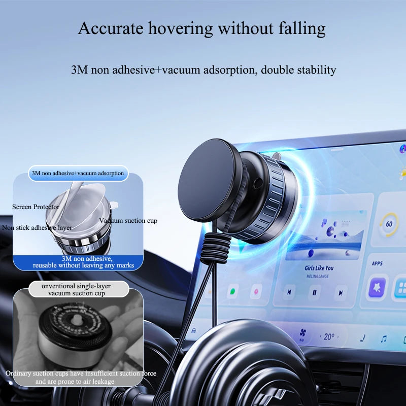 Vacuum Magnetic Phone Holder – Foldable Car Mount