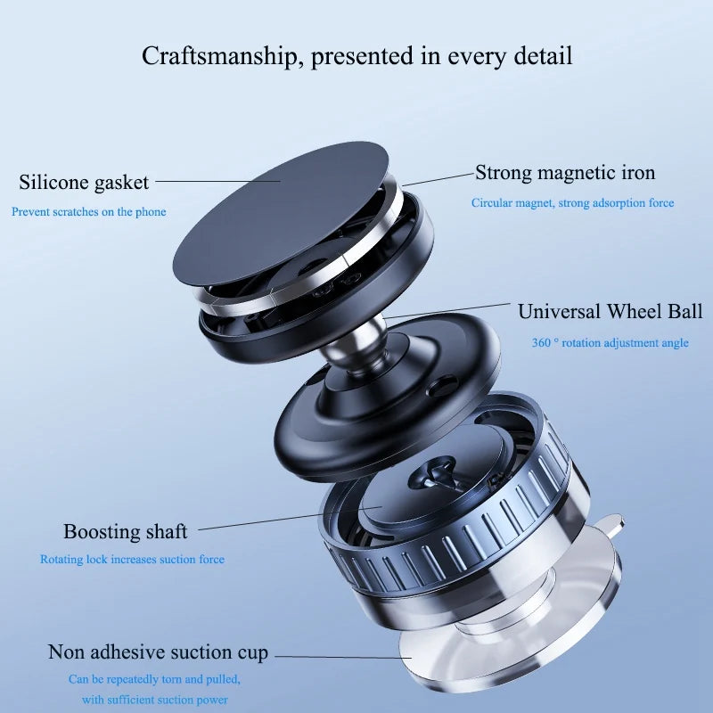 Vacuum Magnetic Phone Holder – Foldable Car Mount