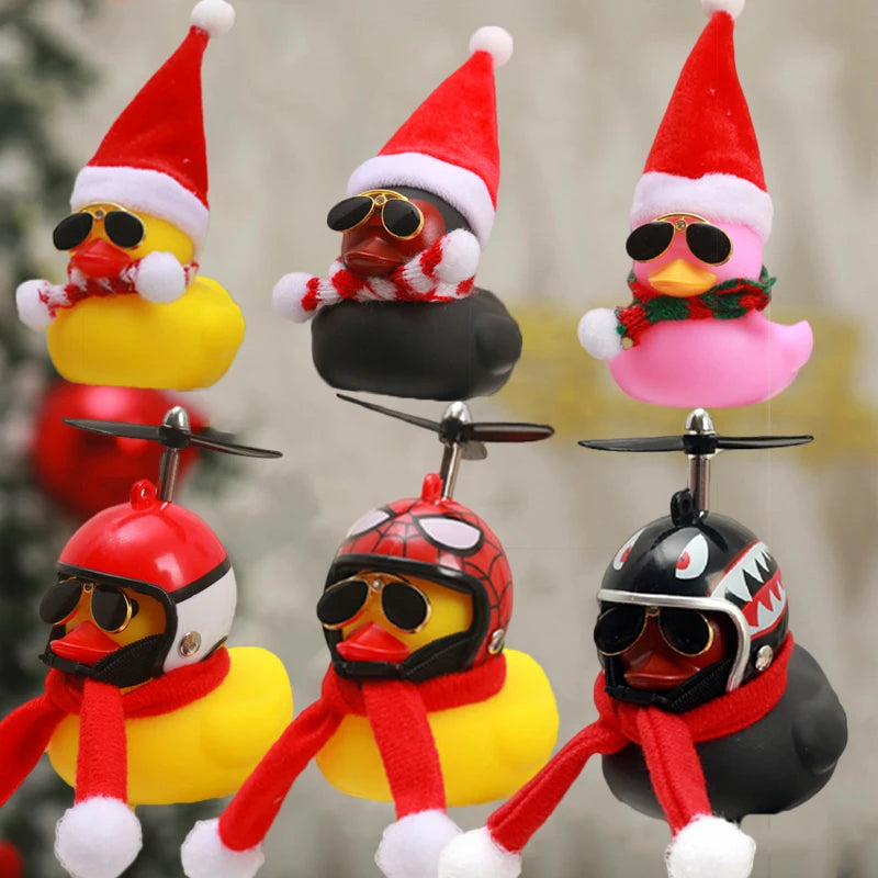 Christmas Rubber Duck Helmet – Propeller Car & Bike Decoration