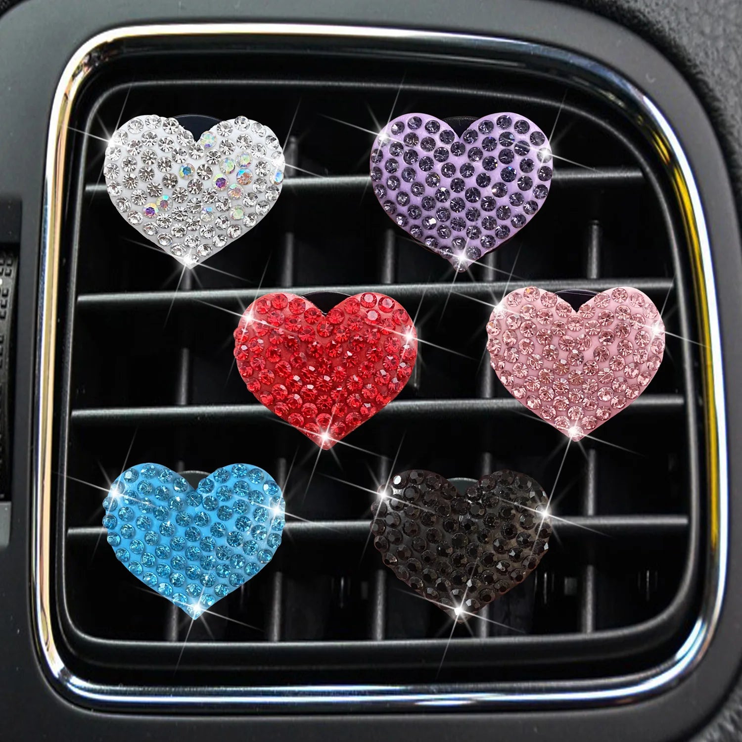 Heart-Shaped Car Aromatherapy Clip – Rhinestone Vent Decor