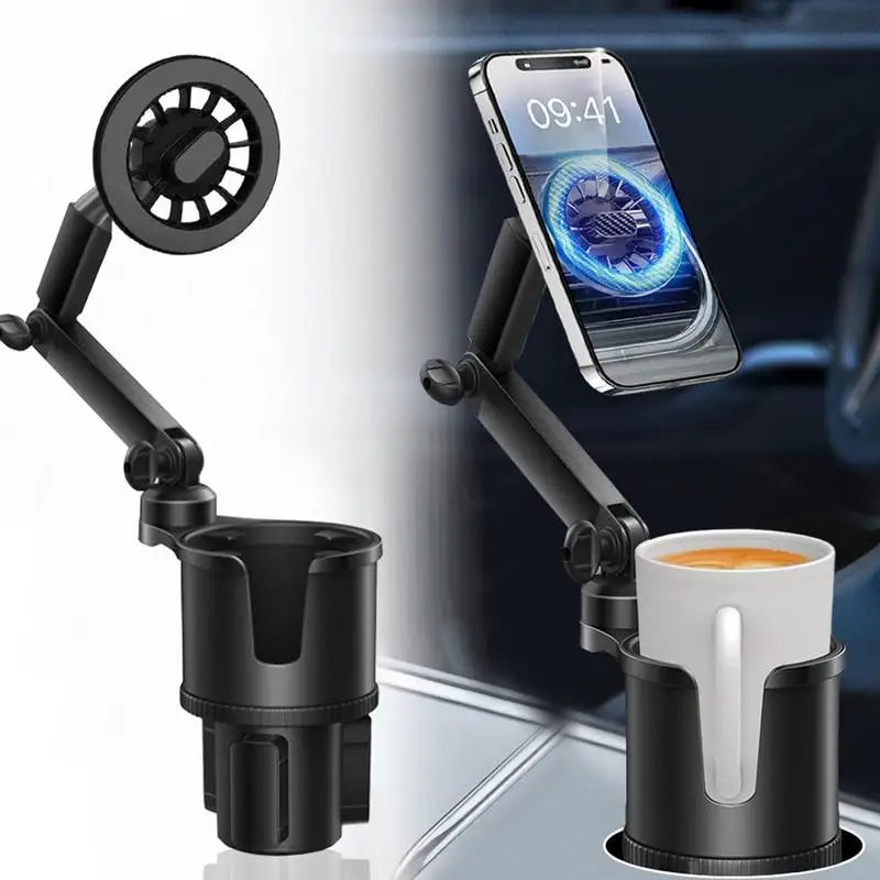 Car Cup & Phone Holder – 360° Magnetic Mount