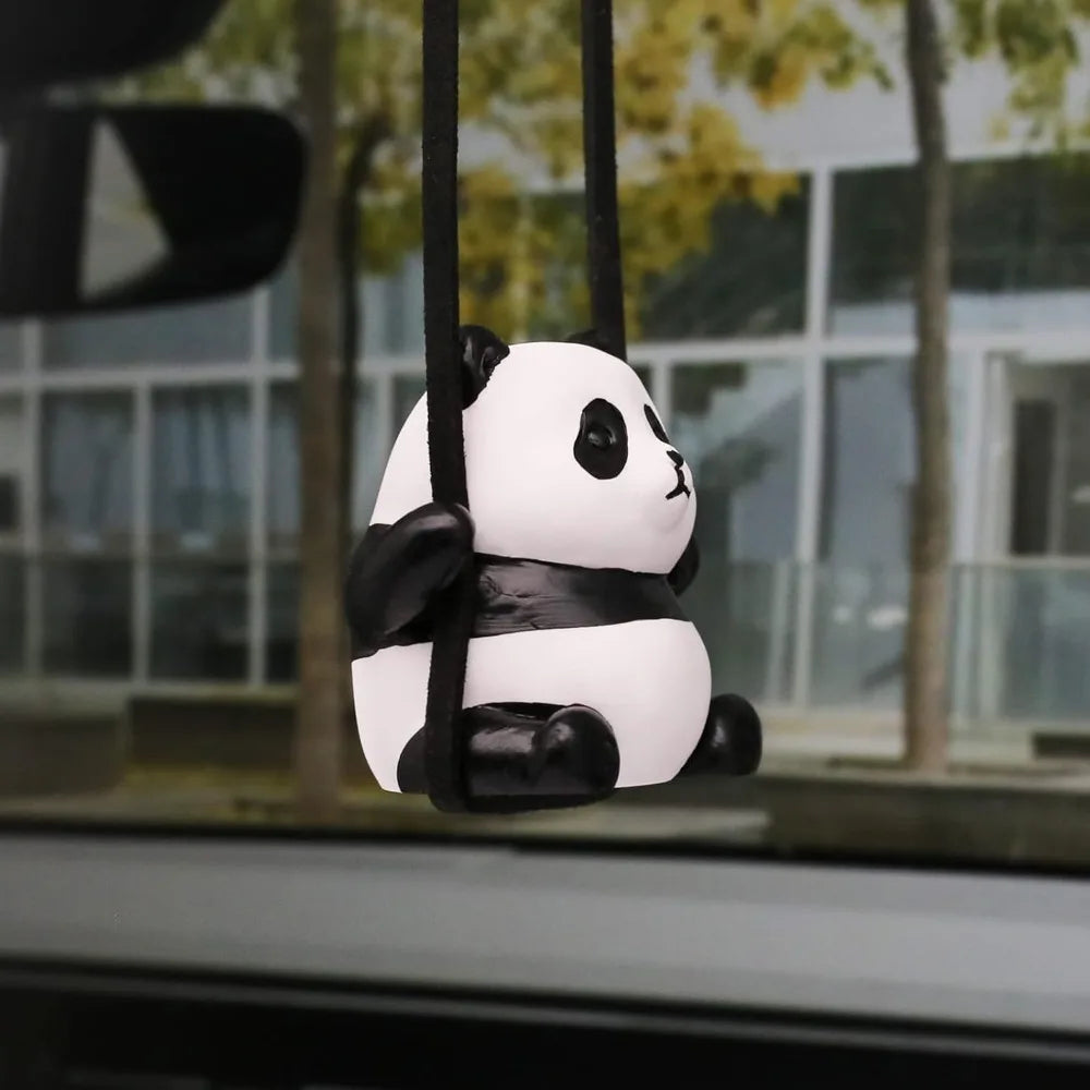 Swinging Panda Car Ornament – Rearview Mirror Accessory