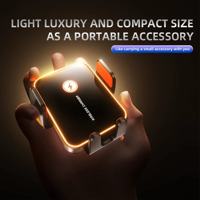 Dual-Power Wireless Car Charger – Auto Clamp Mount