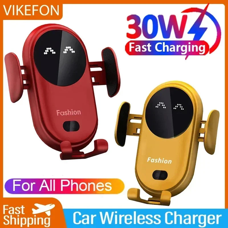 Vikefon 30W Wireless Car Charger – Intelligent Phone Holder