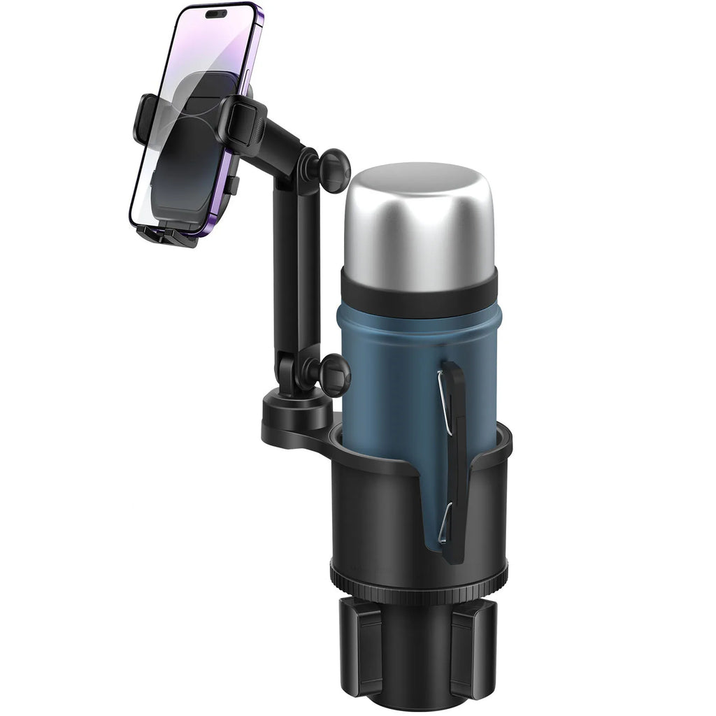 2-in-1 Car Cup Phone Holder – Adjustable 360° Mount