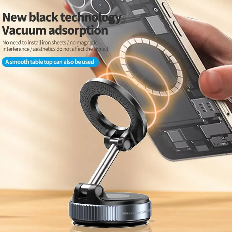 Vacuum Magnetic Car Phone Holder – Adjustable Folding Stand