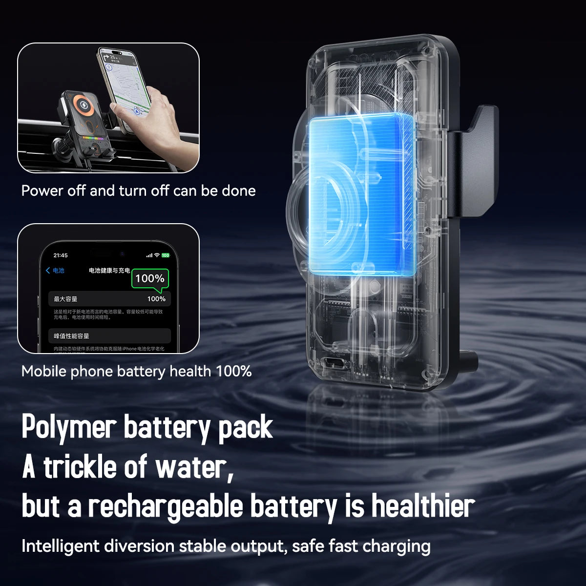 Auto Clamping Wireless Charger – 15W Fast Air Vent Mount