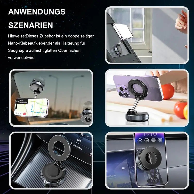 Vacuum Magnetic Car Phone Holder – Adjustable Folding Stand