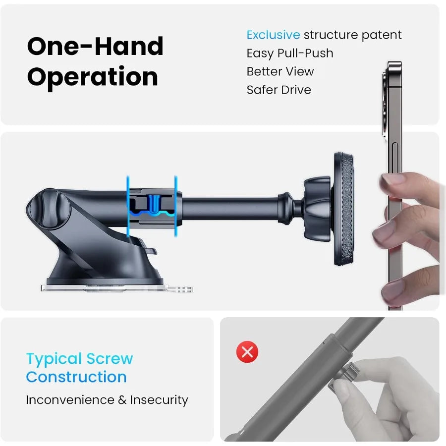 Magnetic Car Phone Mount – Suction Cup Dashboard Holder