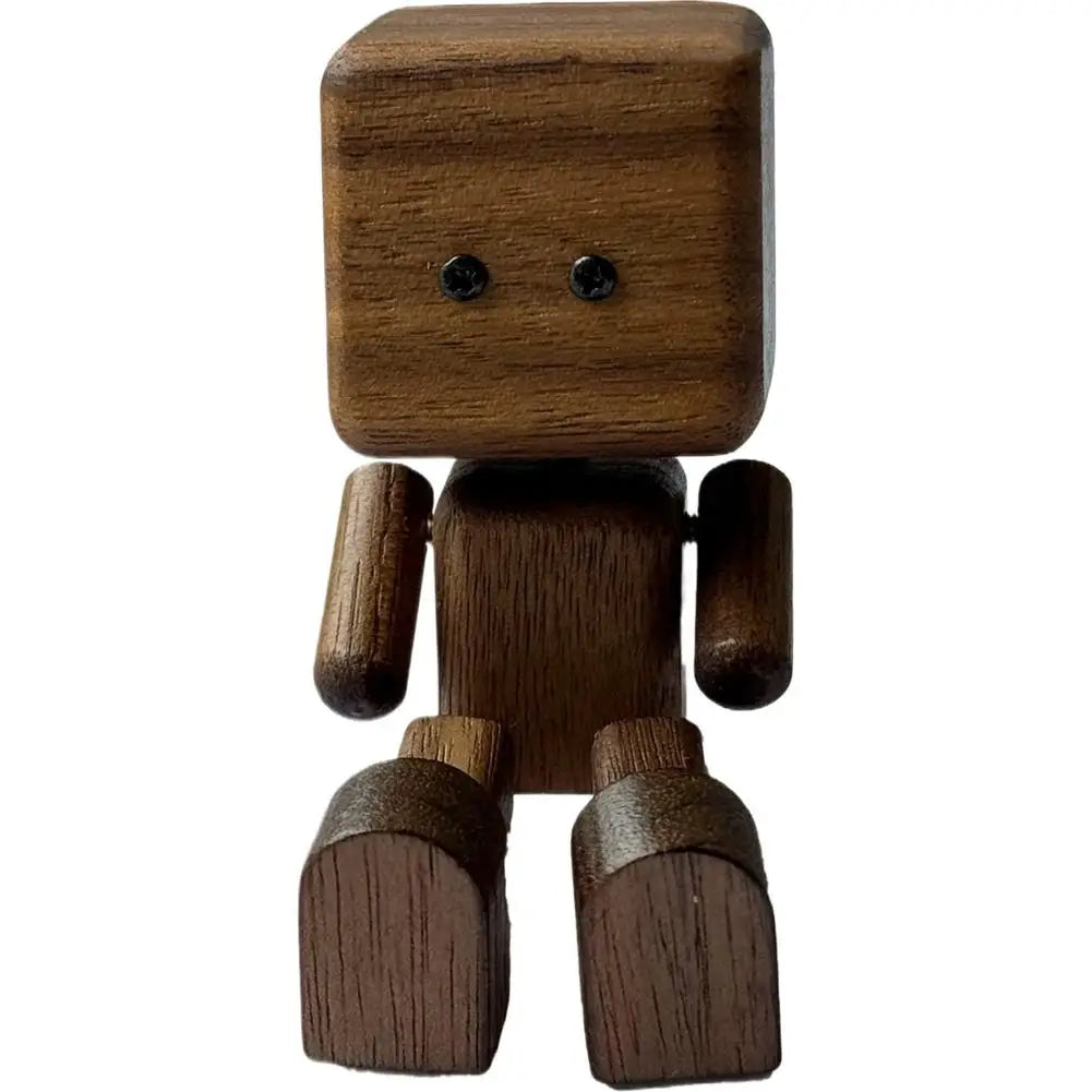Leg-Swinging Robot Figurine – Wooden Car Interior Decor