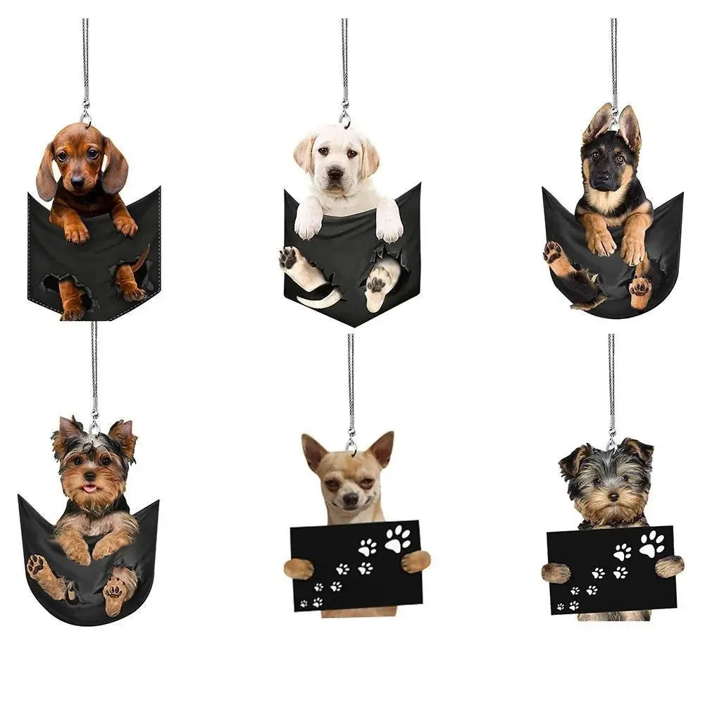 Mini Puppy Car Pendant – Hanging Interior Ornament Gift