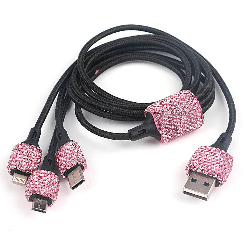 Bling USB Car Charger – Dual Port 5V 2.1A Pink Diamond Decor