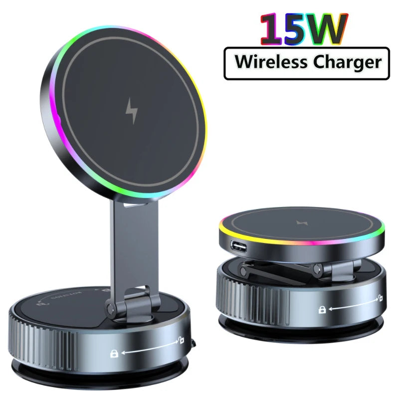 Magnetic Wireless Car Charger – 15W 360° Mount