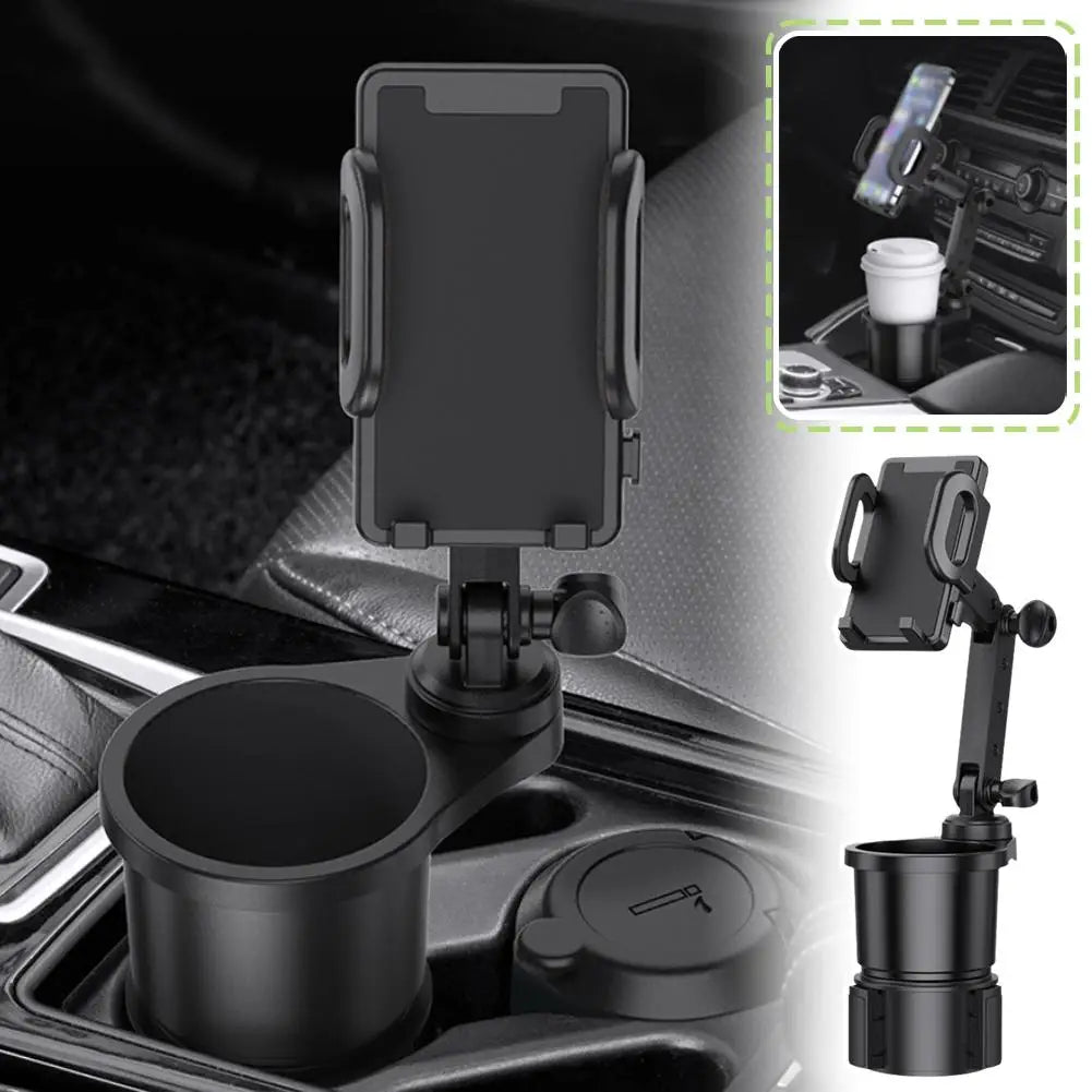 2-in-1 Car Cup & Phone Holder – Adjustable Auto Adapter