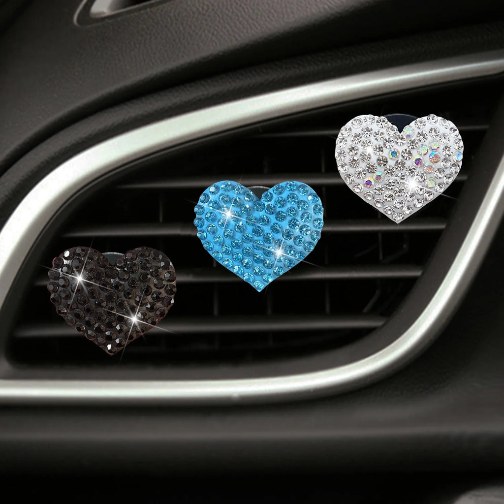 Heart-Shaped Car Aromatherapy Clip – Rhinestone Vent Decor