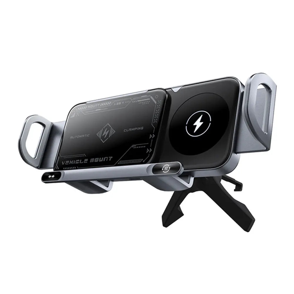 Dual Coil Car Phone Holder – 15W Wireless Charger Mount