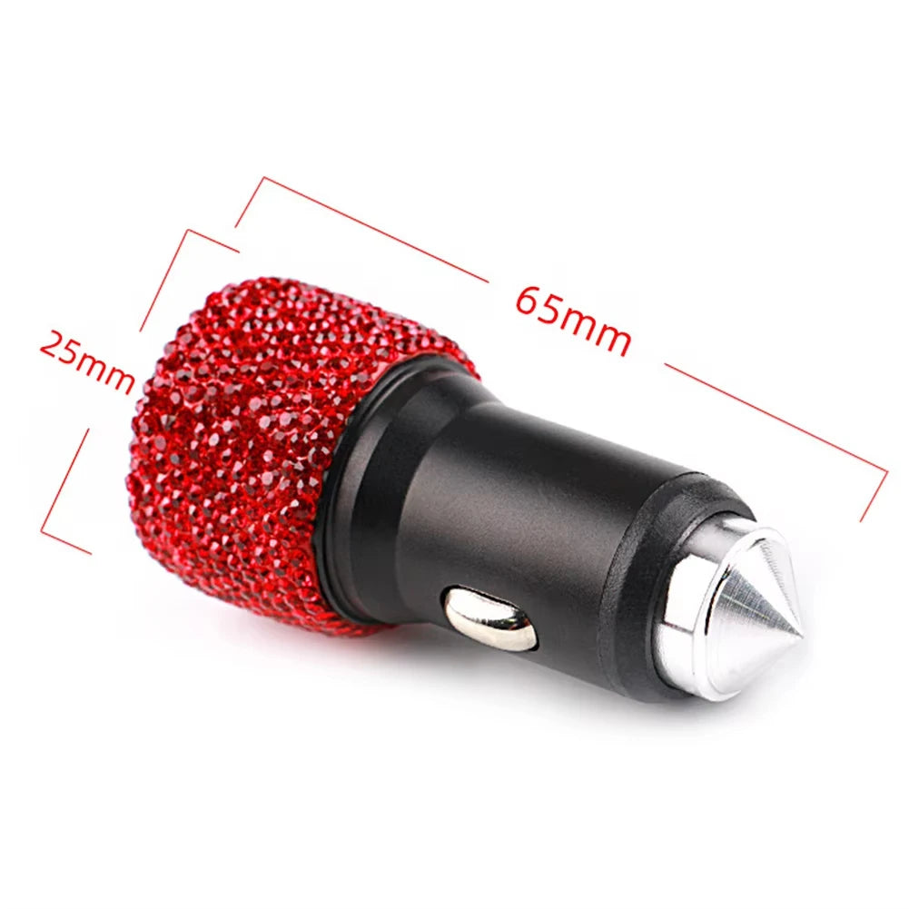 Bling USB Car Charger – Dual Port 5V 2.1A Pink Diamond Decor