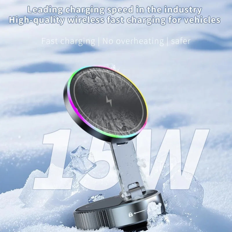 Magnetic Wireless Car Charger – 15W 360° Mount