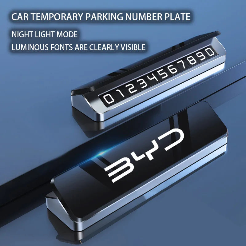 BYD Leopard 5/8 Parking Number Plate – Metal Temporary Phone Display