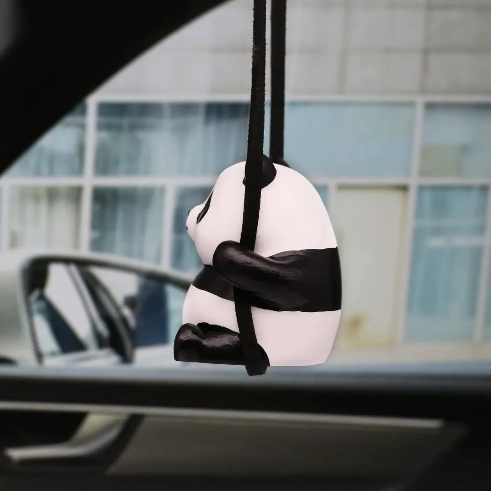 Swinging Panda Car Ornament – Rearview Mirror Accessory