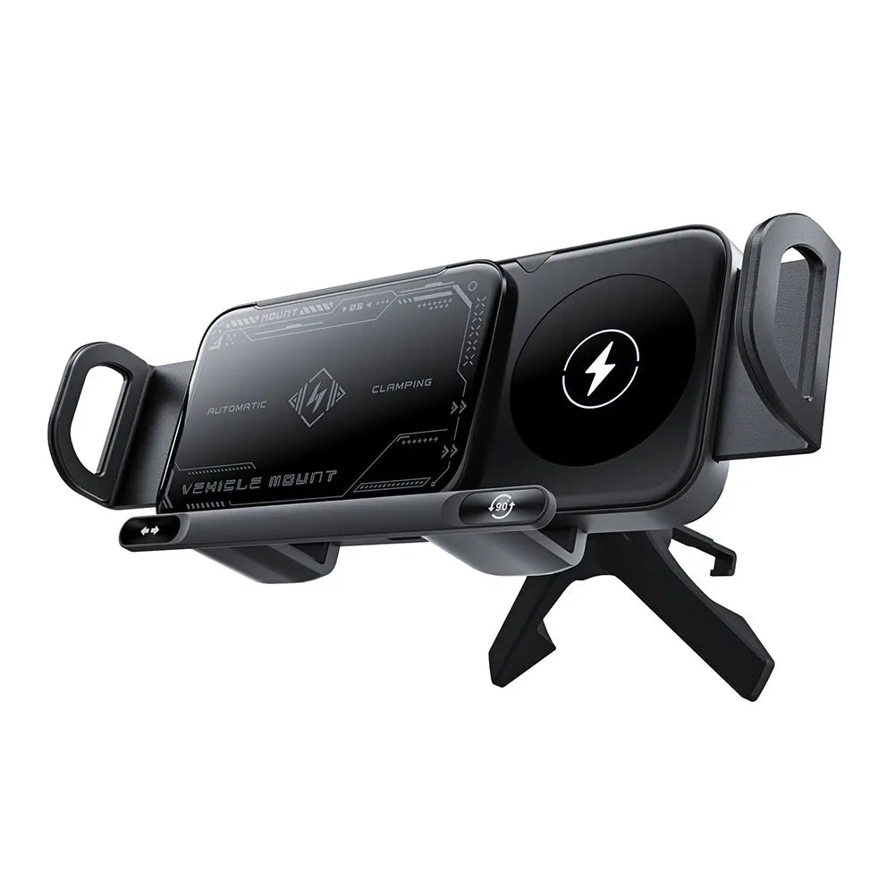 Dual Coil Car Phone Holder – 15W Wireless Charger Mount