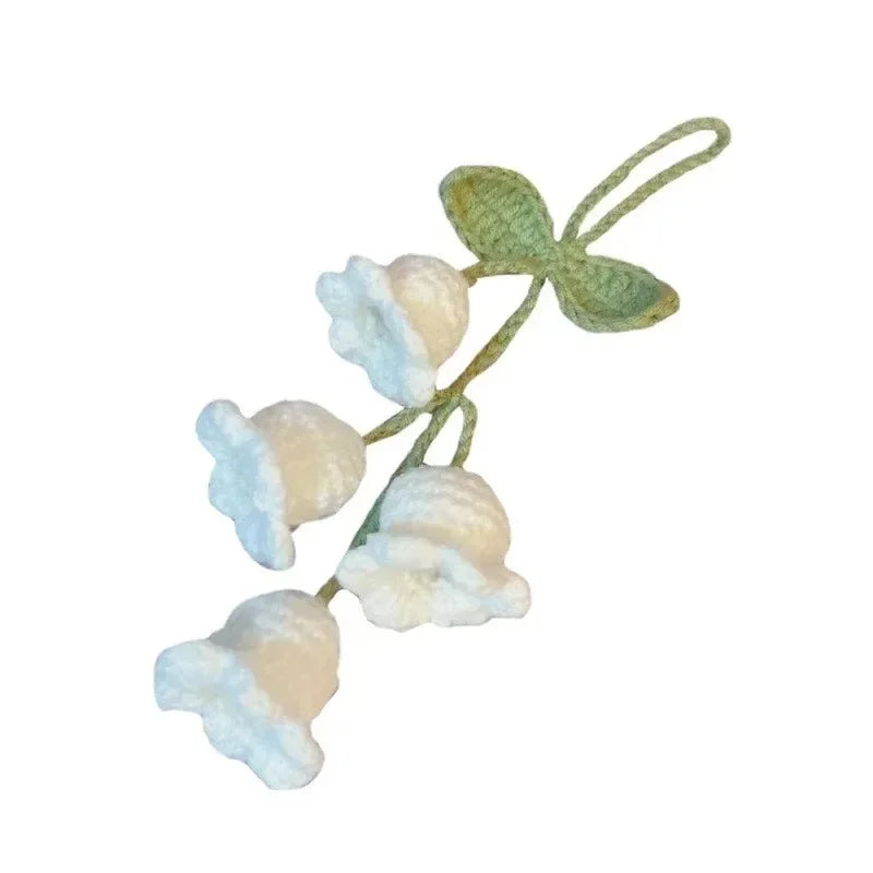Lily Crochet Car Pendant – Bluebell Flower Rearview Mirror Decor