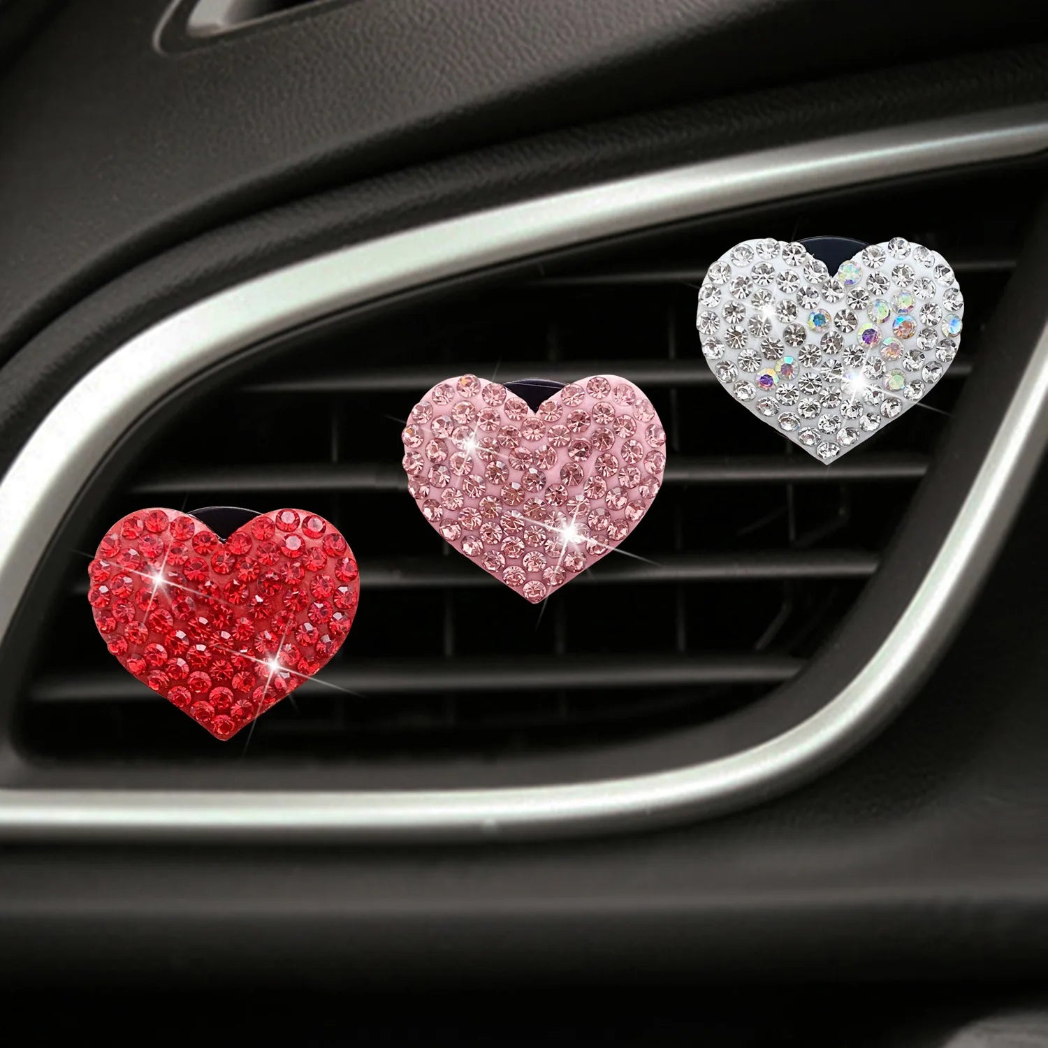 Heart-Shaped Car Aromatherapy Clip – Rhinestone Vent Decor
