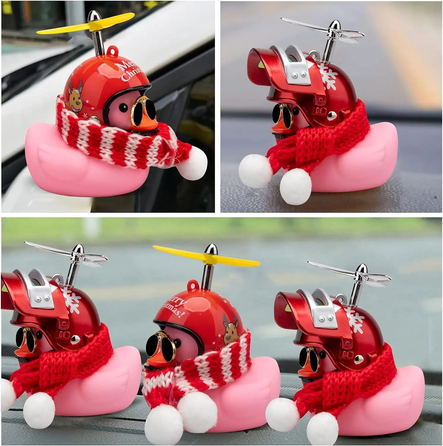 Christmas Rubber Duck Helmet – Propeller Car & Bike Decoration