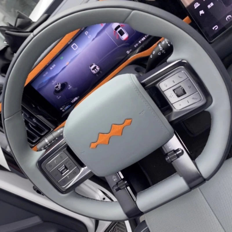 BYD Leopard 5 Steering Wheel Logo Sticker – Suede Decorative Trim