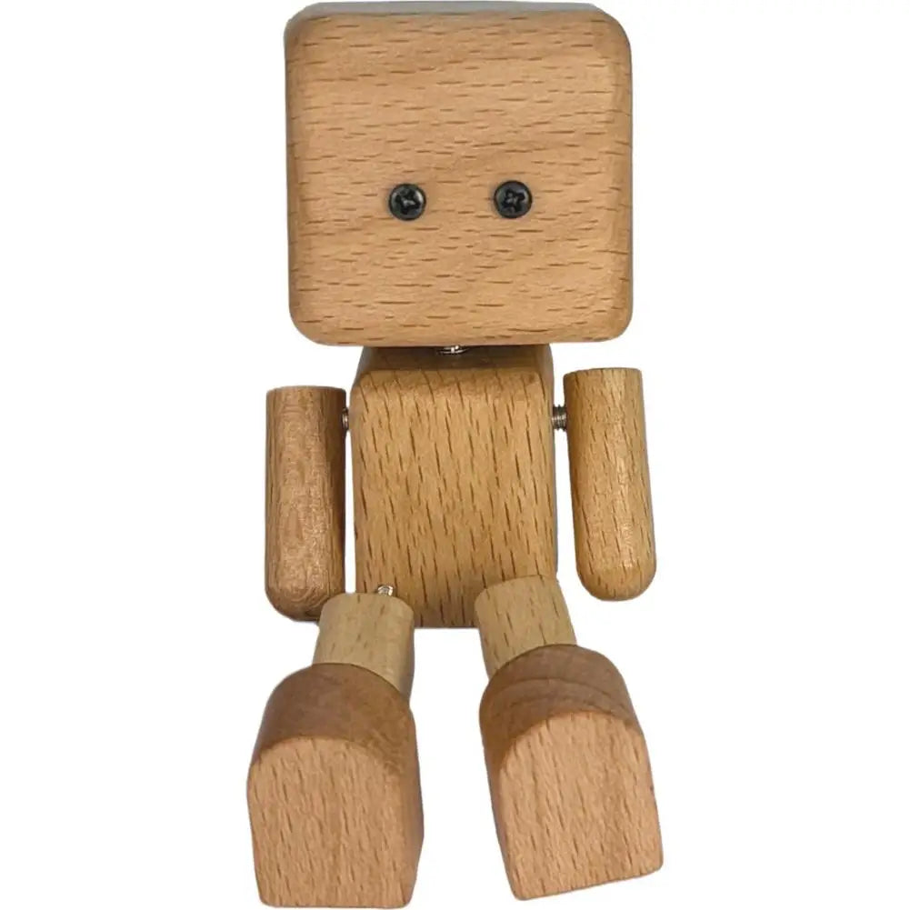 Leg-Swinging Robot Figurine – Wooden Car Interior Decor